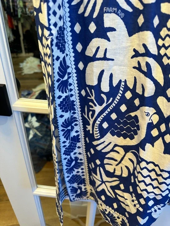 FARM Rio Blue and White Botanical Cutout Maxi Dress NWT Size Small - Picture 9 of 12